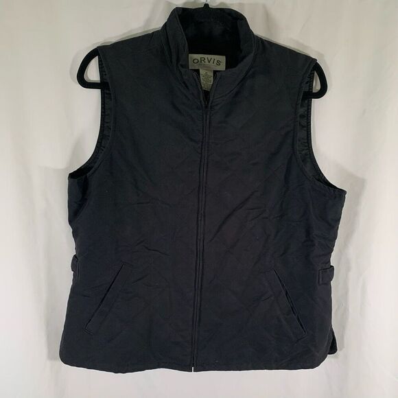 Orvis Vest Women's Medium Black Full Zip Pockets Turtleneck Polyester Blend - Picture 1 of 8